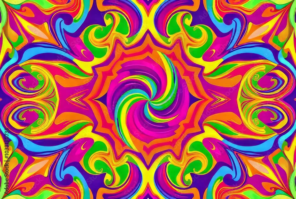 A colorful geometric pattern made up of swirling shapes and line A colorful geometric pattern made up of swirling shapes and line
