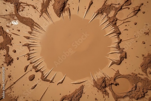 A large blotch of mud with splatters tapering off in random dire
