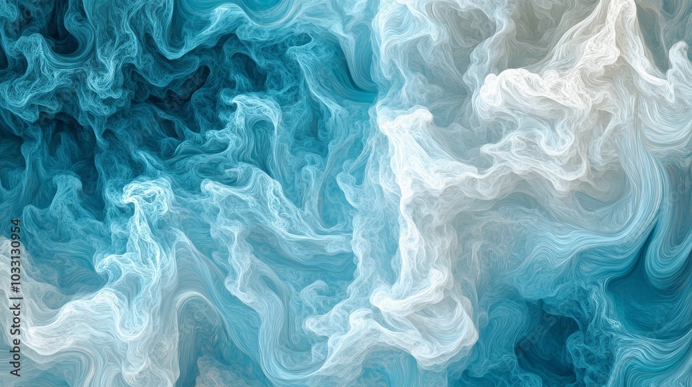 Naklejka premium Ethereal Swirls of Teal and Ivory: An Enchanting Abstract Seascape