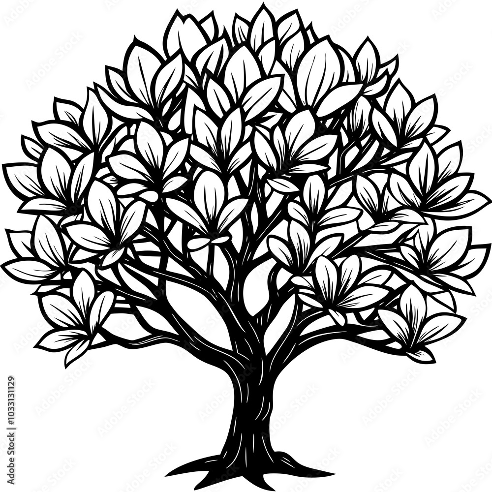 Obraz premium Magnolia silhouette vector illustration