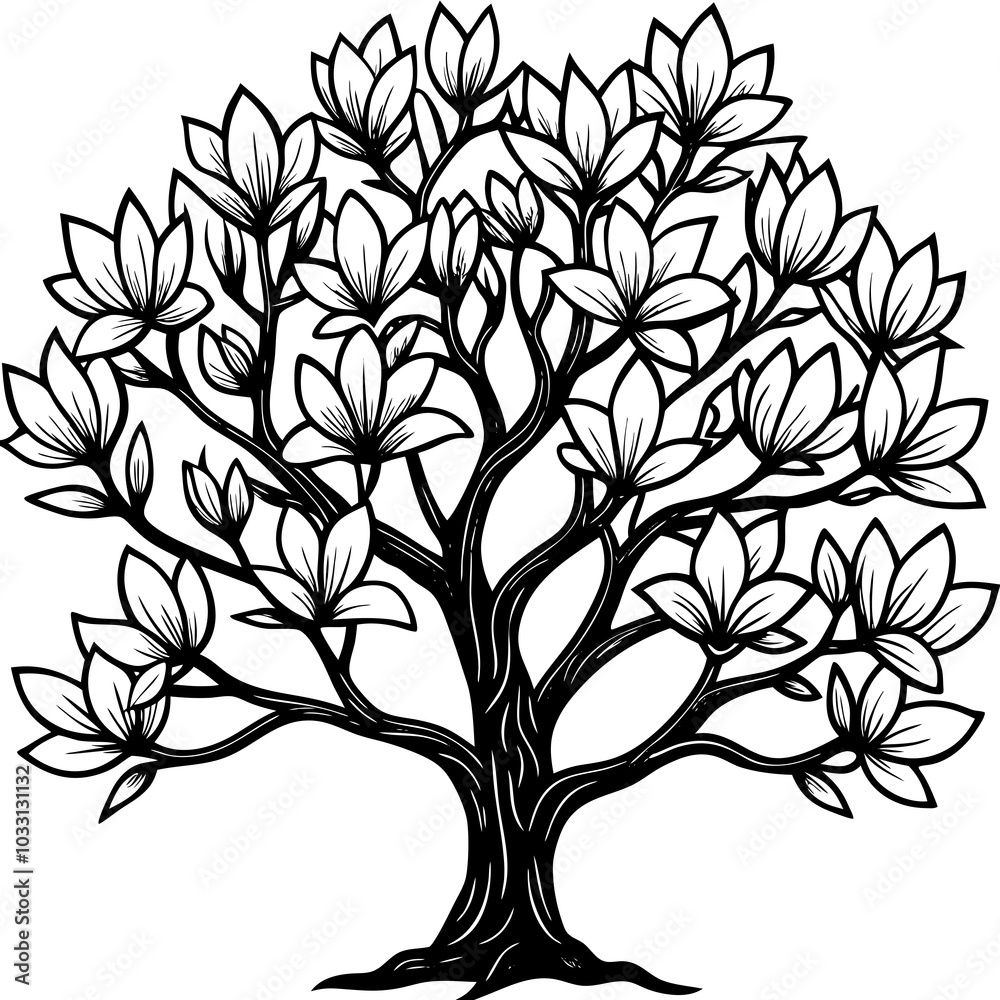 Obraz premium Magnolia silhouette vector illustration