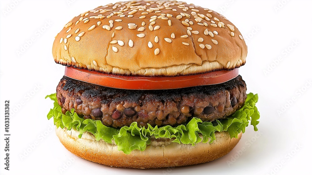Delicious hamburger with fresh ingredients and sesame bun Delicious hamburger with fresh ingredients and sesame bun