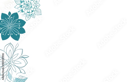 A flat vector background with subtle white and blue mandala patterns on the left and right sides, photo