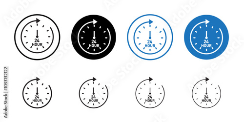 24 hrs icon Isolated flat vector in outline