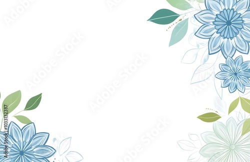 A flat vector background with subtle white and blue mandala patterns on the left and right sides,