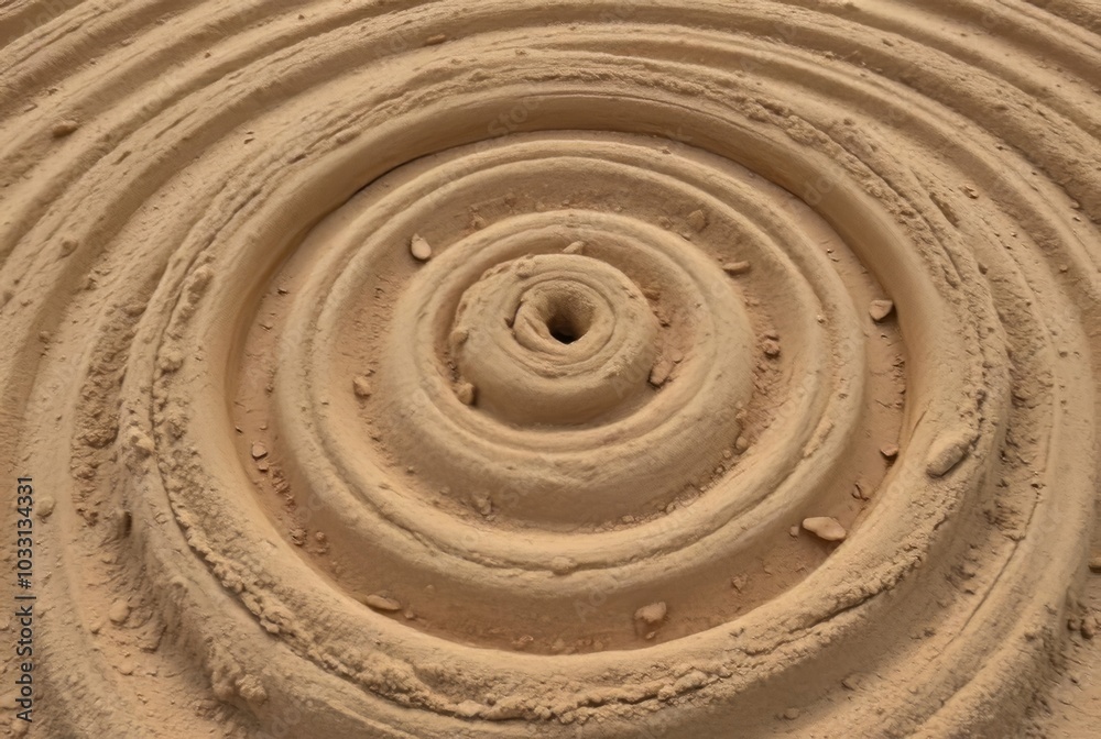 Loose dirt in a spiral pattern starting dense in the middle and Loose dirt in a spiral pattern starting dense in the middle and