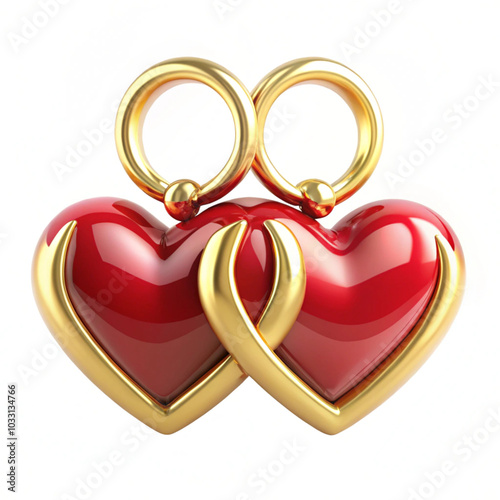 golden heart with red ribbon