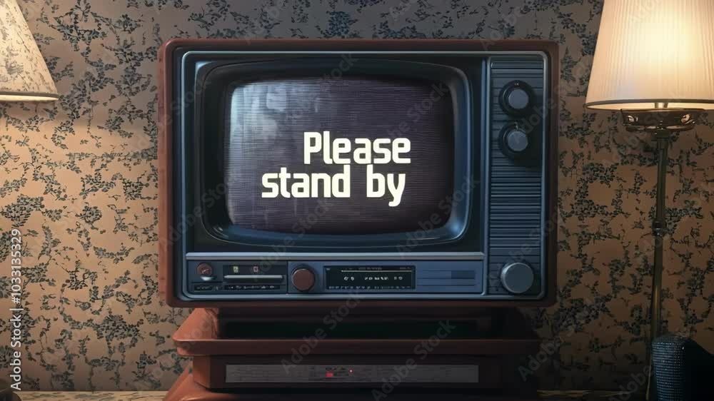 No Signal: Retro TV Screen Displaying Static with 'Please Stand By'