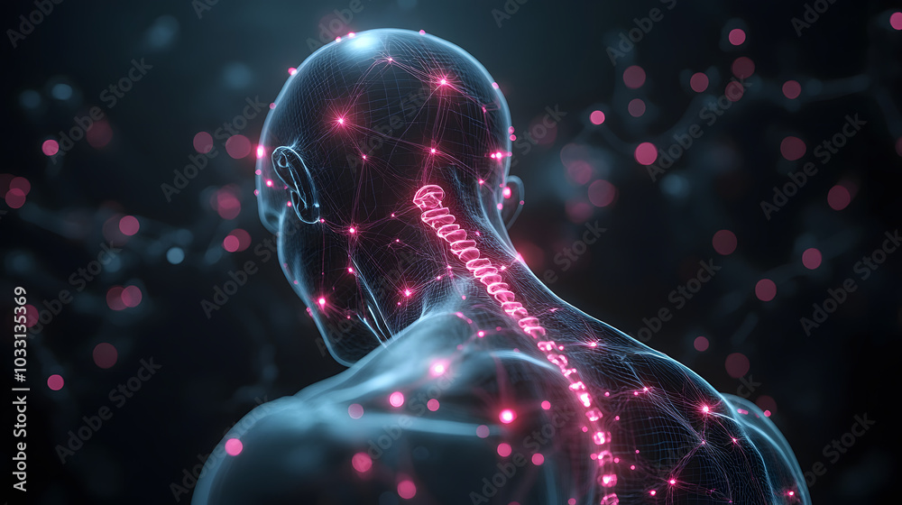 An X-ray of the Human Body with Highlighted Pain Points Showing Potential Injury or Health Issues.
An X-ray of the Human Body with Highlighted Pain Points Showing Potential Injury or Health Issues.