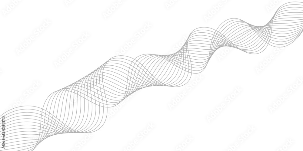 Fototapeta premium Abstract grey, white smooth element swoosh speed wave modern stream background. Wave with lines created using blend tool. Abstract frequency sound wave lines and twisted curve lines background.