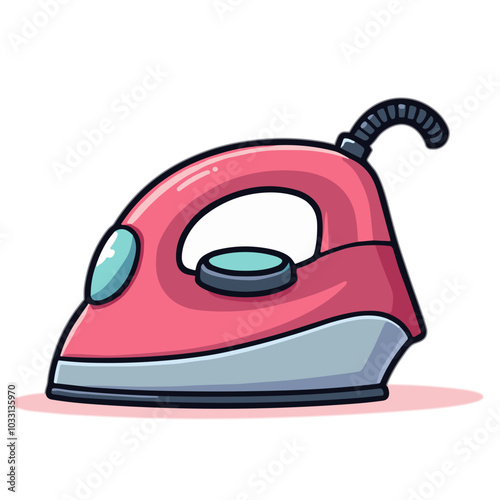 Vector pink iron household appliance illustration  
