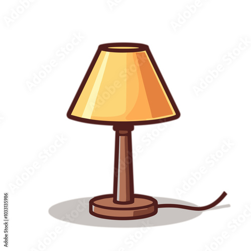 Vector table lamp icon with yellow shade for cozy home lighting