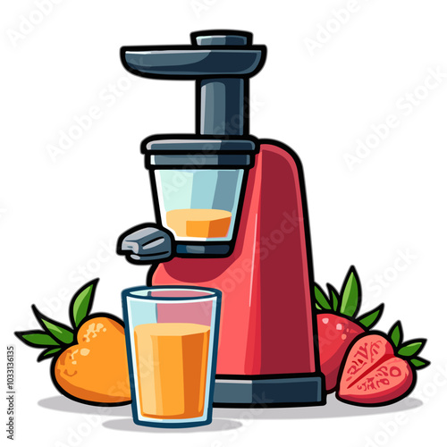 Vector juicer with fruits for healthy fresh juice