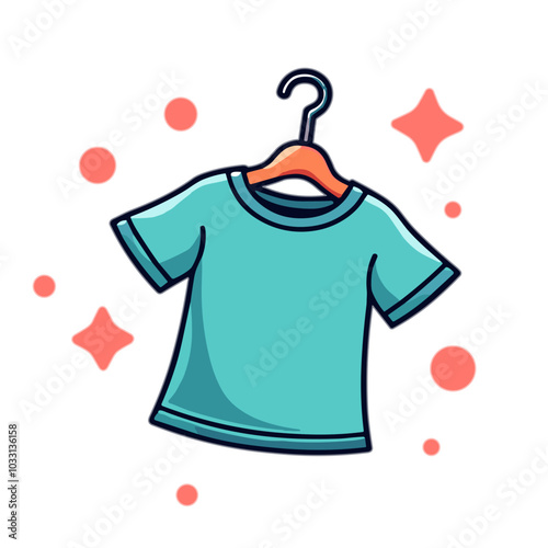 Vector teal t-shirt on hanger icon for casual wear