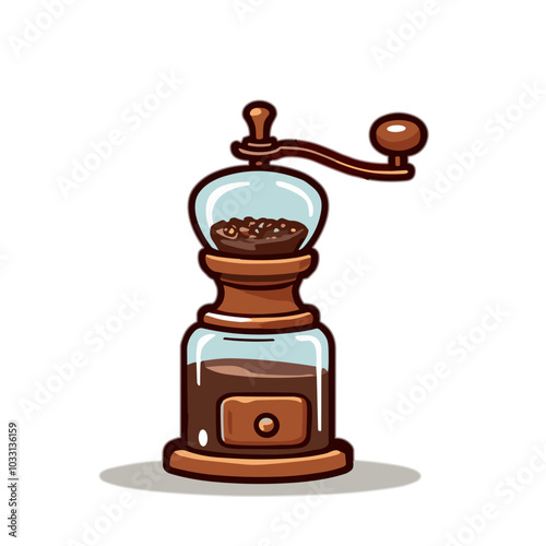 Vector manual coffee grinder icon for artisanal brewing