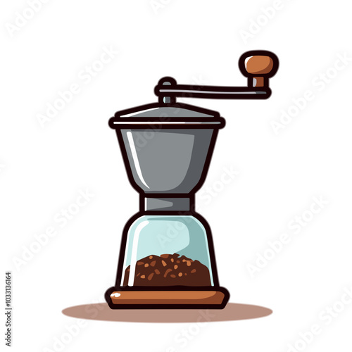 Vector manual coffee grinder for fresh ground coffee