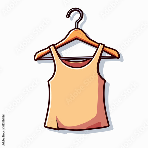 Vector beige tank top on hanger icon for basic wardrobe essentials