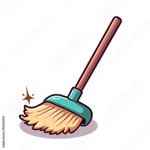 Vector broom icon for cleaning and household chores