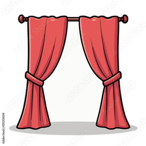 Vector red stage curtains icon for theater and performance