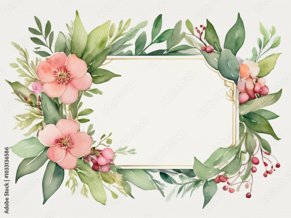 Charming blank wedding card with soft floral illustrations. Charming blank wedding card with soft floral illustrations.