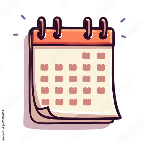 Wall calendar with marked dates, time management illustration