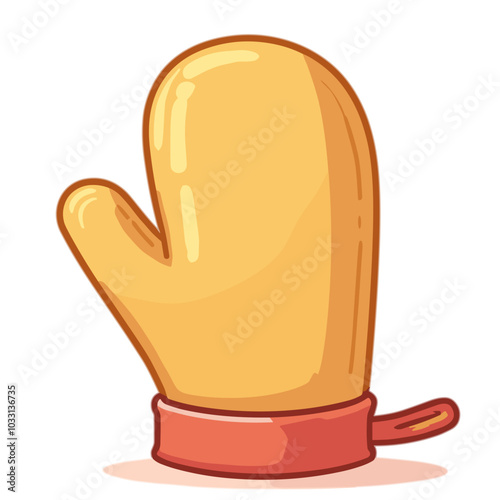 Yellow oven mitt, kitchen protection vector illustration