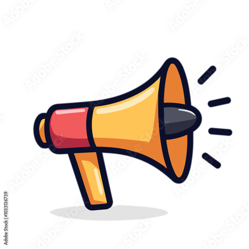 Yellow megaphone, loud announcement vector illustration