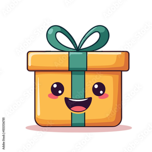 Cute gift box character, present vector illustration