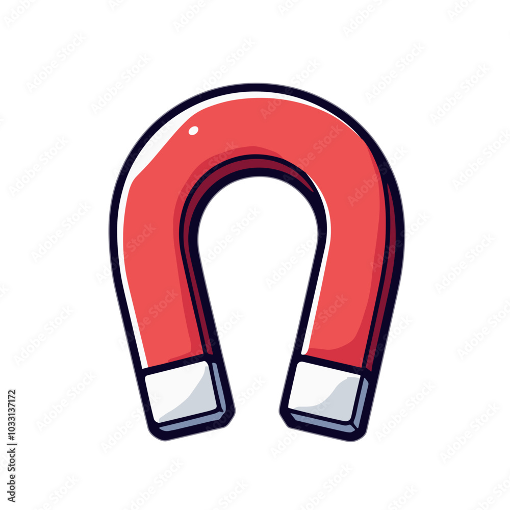Horseshoe magnet, magnetic force vector icon