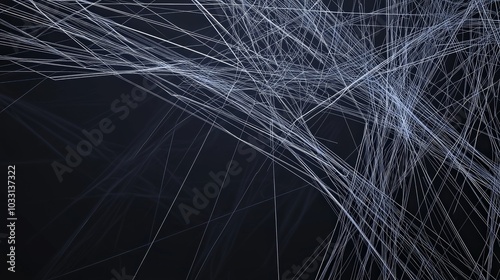 Abstract background with a web of fine, white lines on a dark blue background.