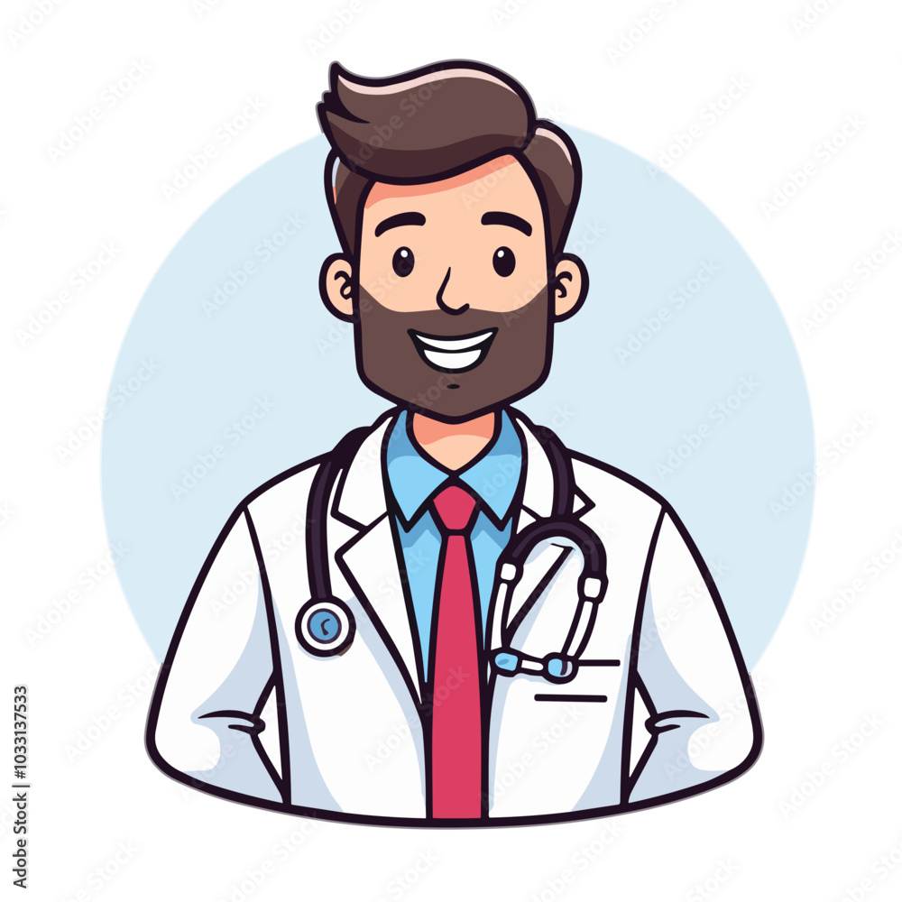 Vector bearded doctor icon, medical professional symbol Vector bearded doctor icon, medical professional symbol