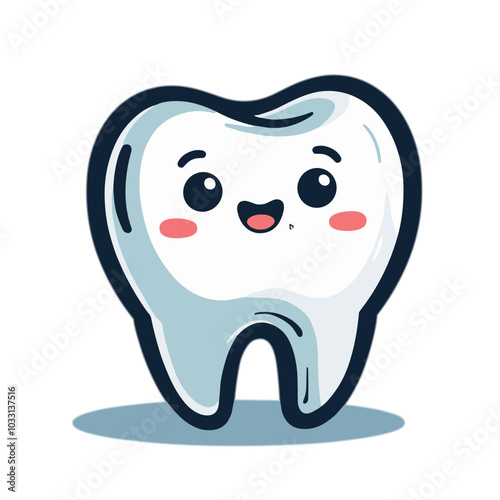 Vector happy tooth icon, dental care symbol