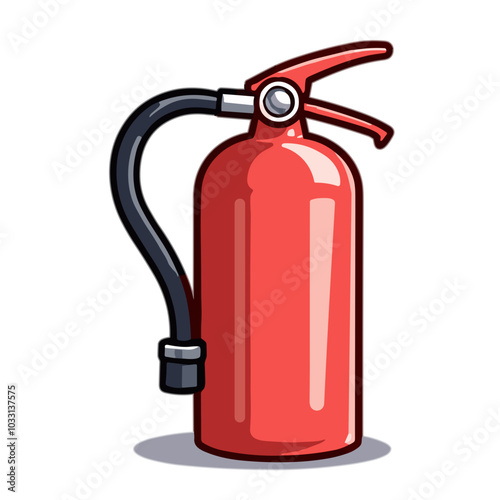 Vector fire extinguisher illustration, emergency equipment