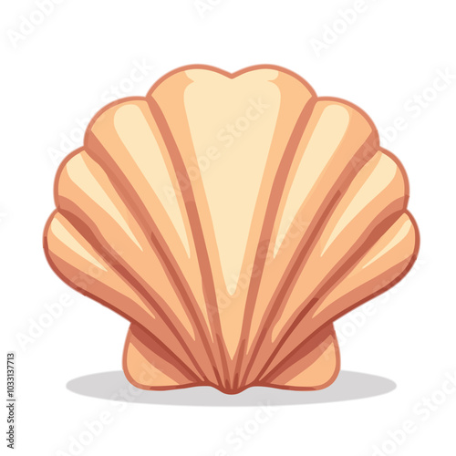 Vector scallop shell illustration, sea life icon