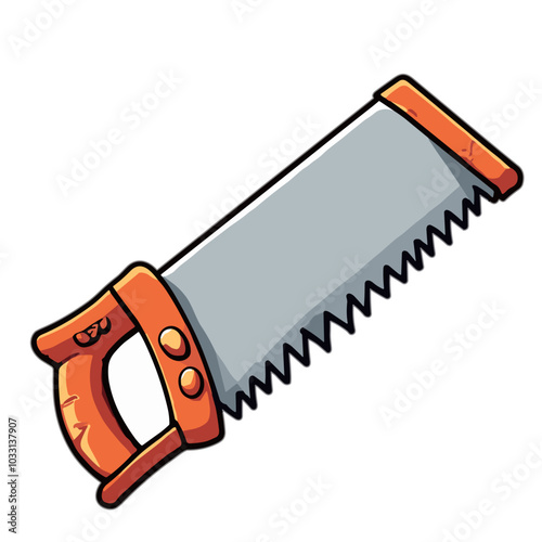 Vector hand saw illustration, carpentry tool icon