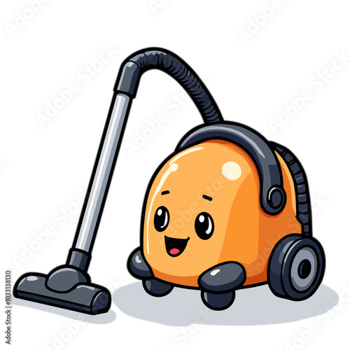 Vector cute vacuum cleaner illustration, household appliance icon
