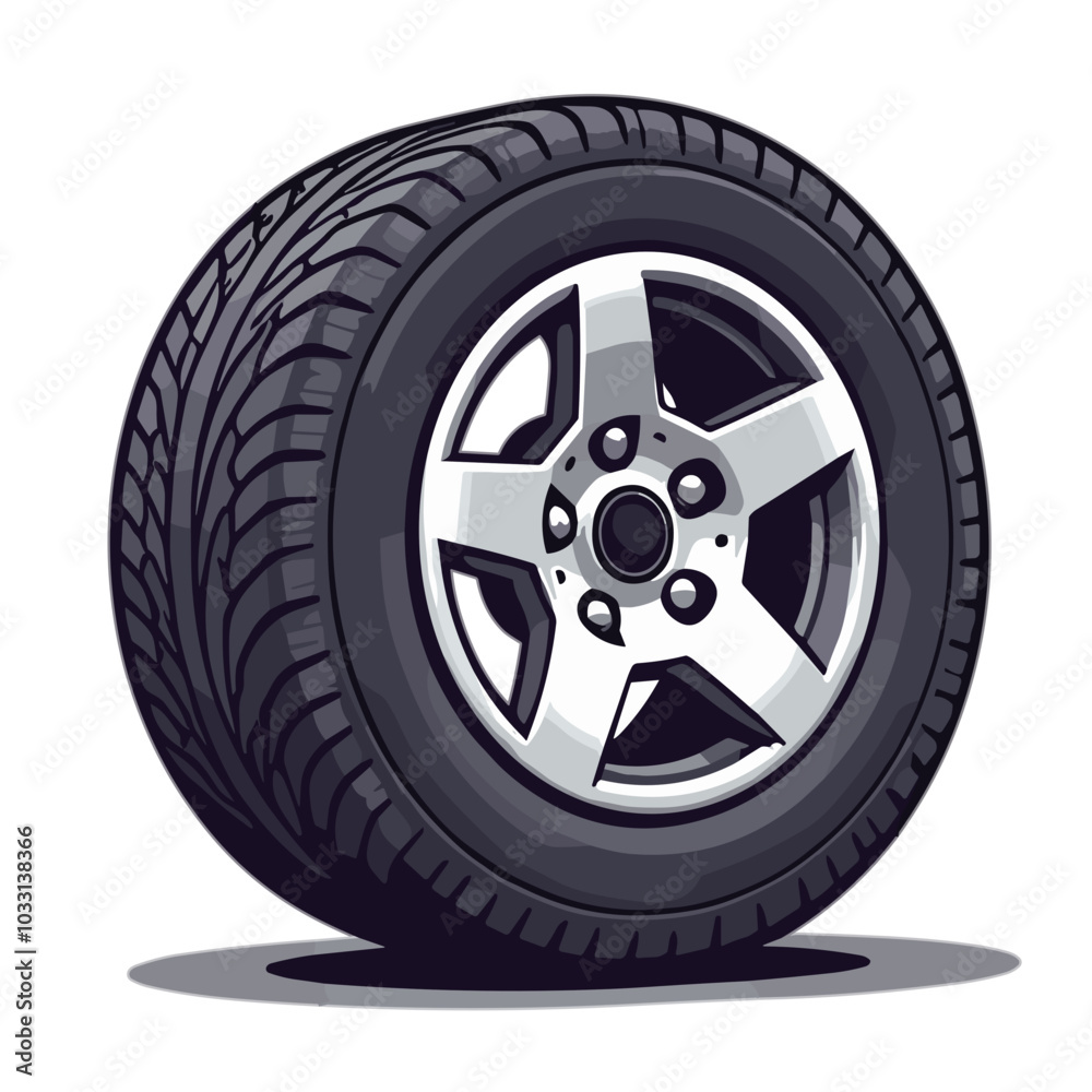 Vector car wheel illustration, automobile tire icon Vector car wheel illustration, automobile tire icon