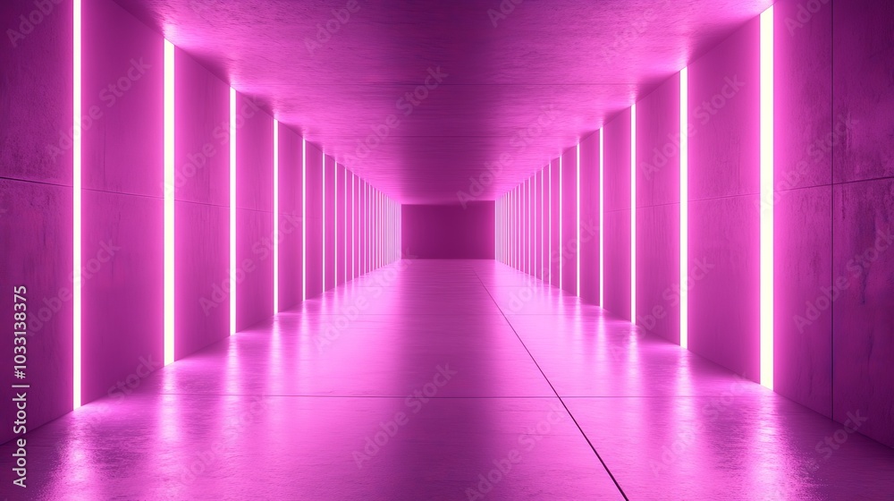 Vibrant Neon Hallway in Striking Fuchsia Hue Vibrant Neon Hallway in Striking Fuchsia Hue