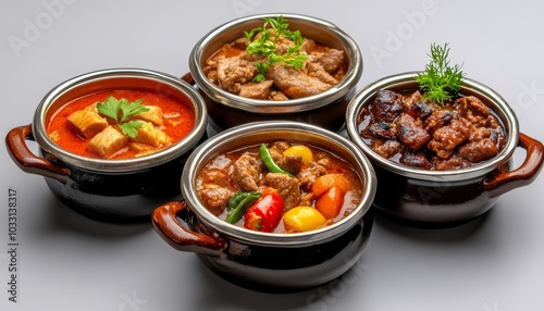 Assorted Indian Curries and Stews in Bowls