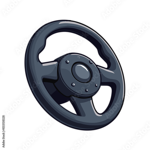 Vector steering wheel illustration, car control icon