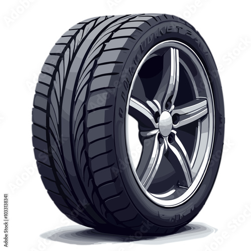 Vector car tire illustration, automobile wheel icon