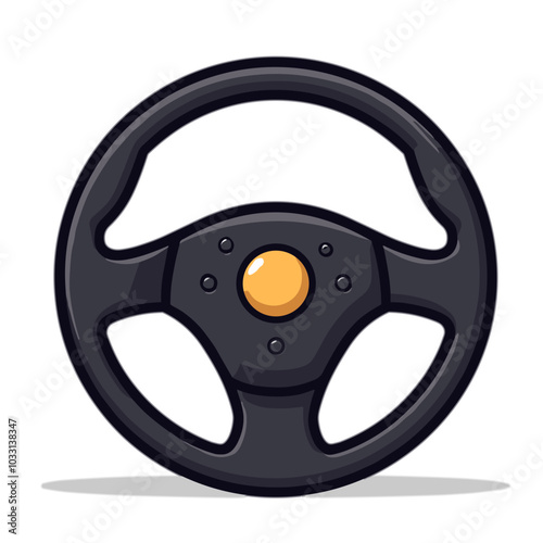 Vector steering wheel icon, car control symbol