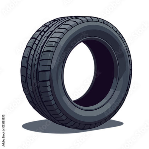 Vector car tire illustration, automobile wheel icon