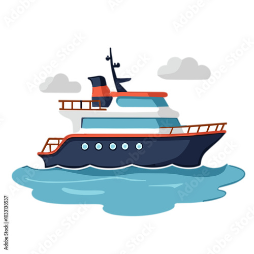 Vector yacht illustration, luxury boat icon