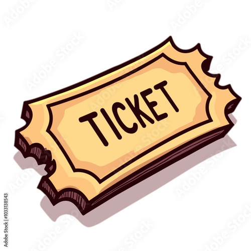 Vintage paper ticket icon, admission or event pass