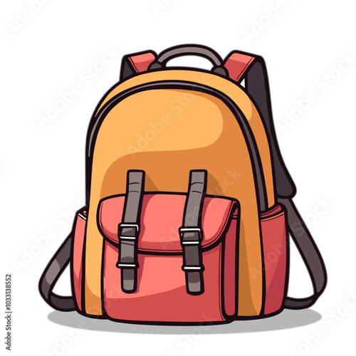 Cartoon school backpack icon, student bag illustration