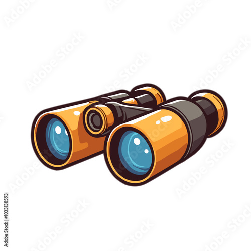 Vintage binoculars icon, observation and exploration tool