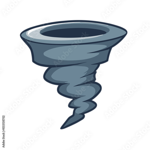 Gray tornado icon, severe weather phenomenon illustration