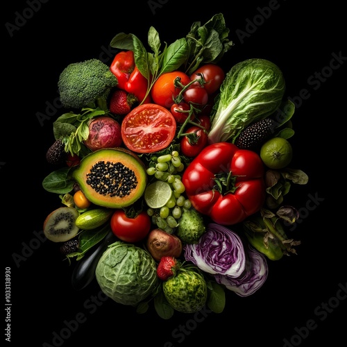 Wallpaper Mural Vibrant Assortment of Fresh Vegetables on Dark Background Torontodigital.ca