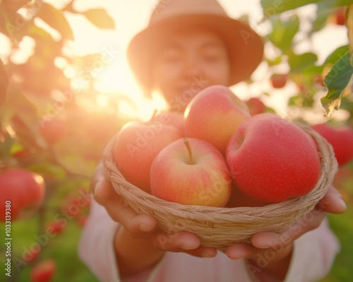 Morning Harvest Sustainable Farming with Sunlit Organic Apple Gathering photo